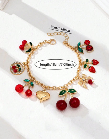 SHEIN 1pc Gold Heart Pendant Bracelet With Bow