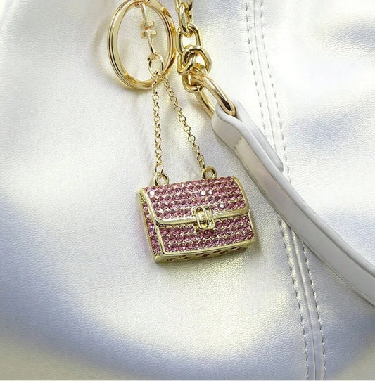 SHEIN1pc Fashionable Handbag Accessory For Women, Metallic 3D Keychain Studded With Rhinestones