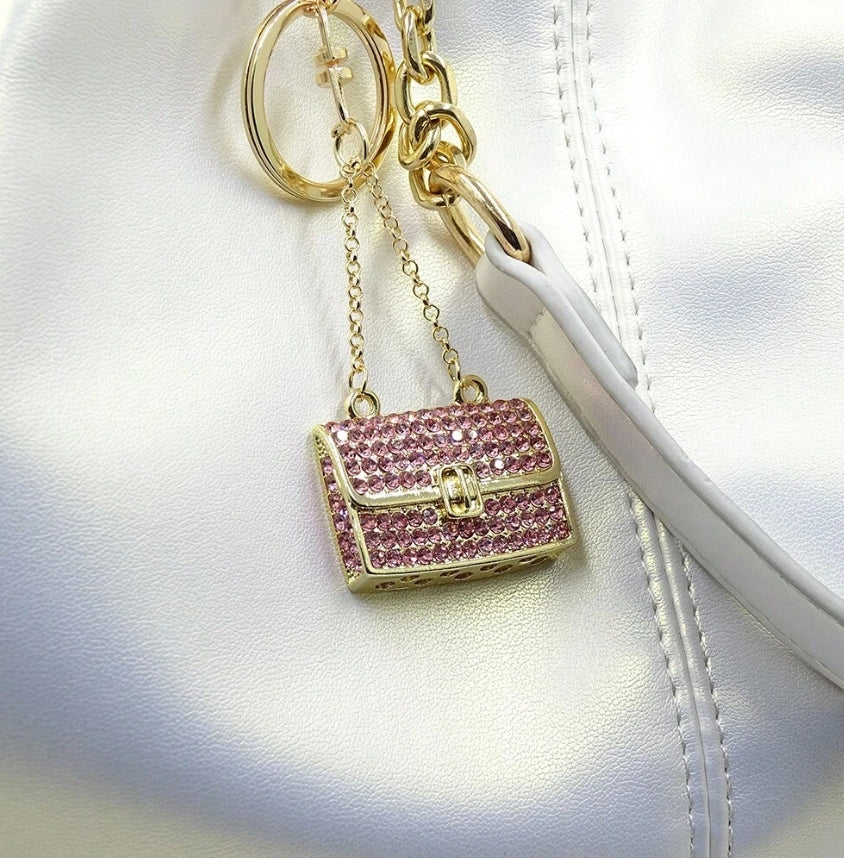 SHEIN1pc Fashionable Handbag Accessory For Women, Metallic 3D Keychain Studded With Rhinestones