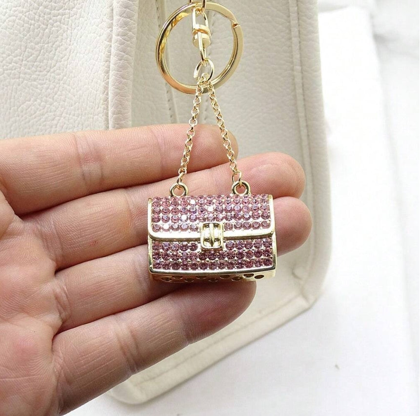 SHEIN1pc Fashionable Handbag Accessory For Women, Metallic 3D Keychain Studded With Rhinestones