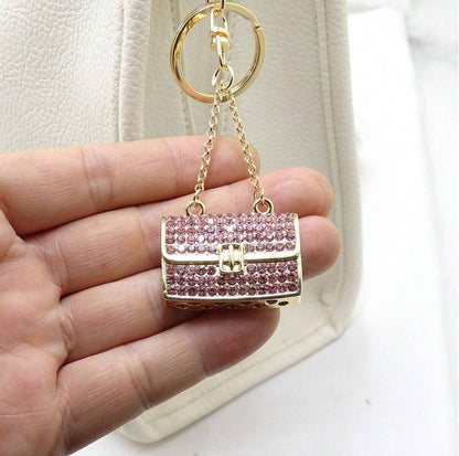 SHEIN1pc Fashionable Handbag Accessory For Women, Metallic 3D Keychain Studded With Rhinestones