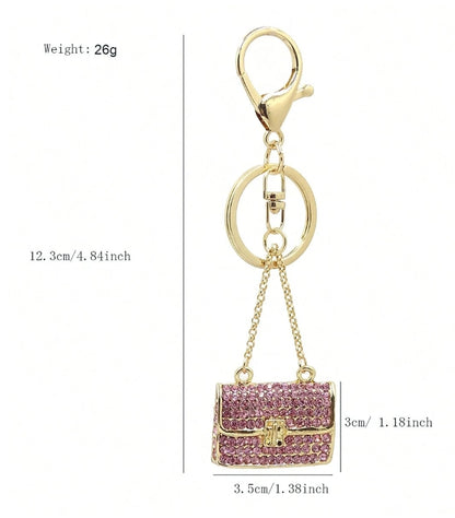SHEIN1pc Fashionable Handbag Accessory For Women, Metallic 3D Keychain Studded With Rhinestones