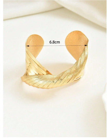 SHEIN Minimalist Bohemian Style Adjustable Geometric Line Decor Wide Bangle
