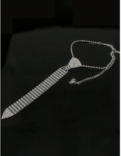SHEIN 1pc Rhinestone Necklace, Fashion Unisex Tie Accessory, Suitable For Wedding Dress