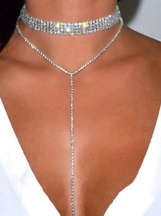 SHEIN Rhinestone Decor Y Lariat Necklace