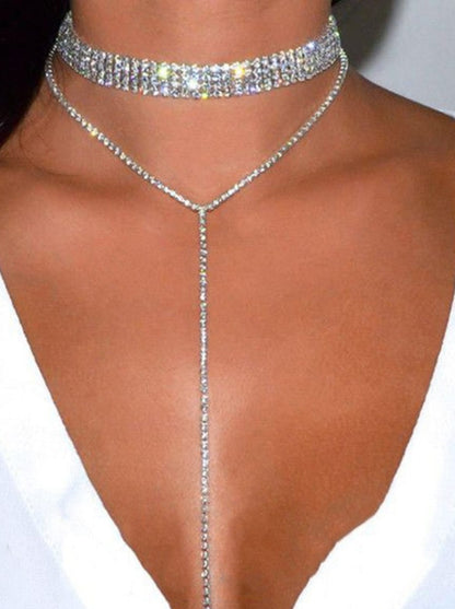 SHEIN Rhinestone Decor Y Lariat Necklace
