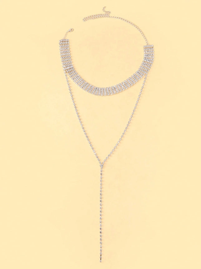 SHEIN Rhinestone Decor Y Lariat Necklace