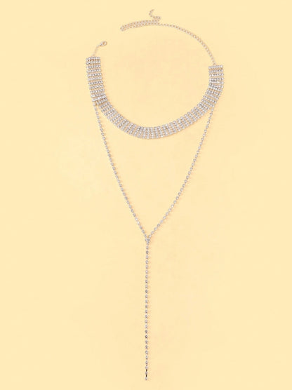 SHEIN Rhinestone Decor Y Lariat Necklace