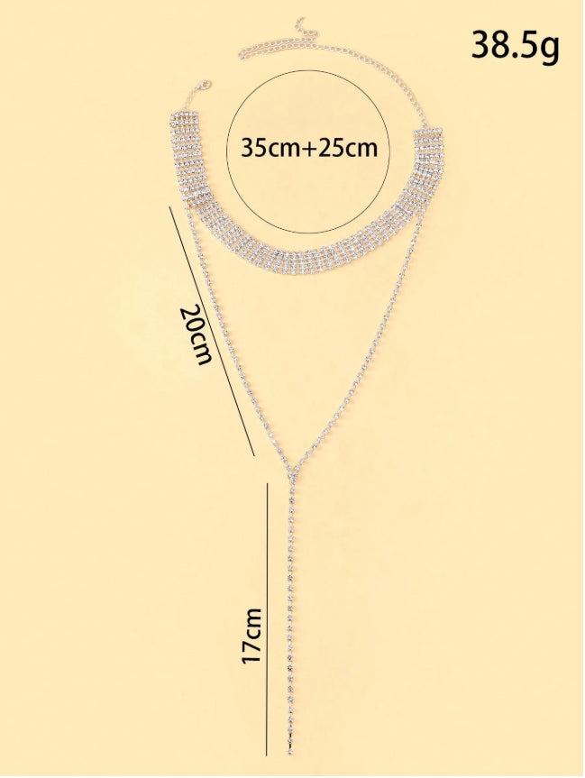 SHEIN Rhinestone Decor Y Lariat Necklace