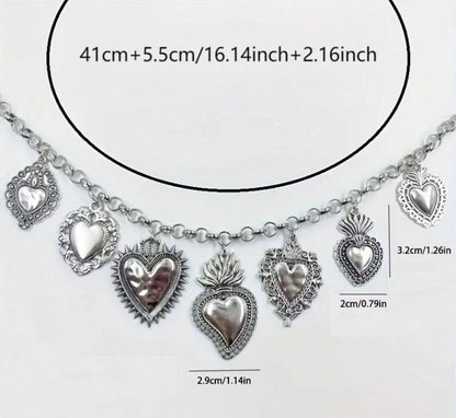 SHEIN 1pc Vintage Exaggerated Heart Pendant Necklace