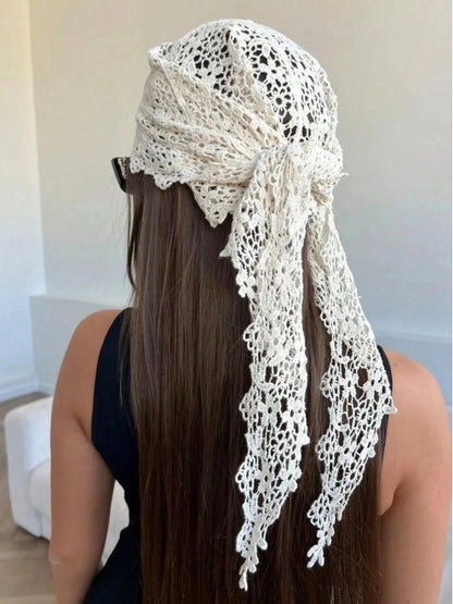 1pc Women's Floral Lace Scarf Headscarf Set,Lightweight Breathable,Suitable For Beach,Casual,Party And Formal Occasions