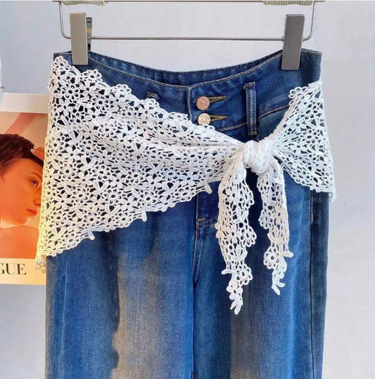 1pc Women's Floral Lace Scarf Headscarf Set,Lightweight Breathable,Suitable For Beach,Casual,Party And Formal Occasions