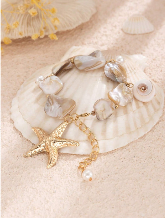 SHEIN Bohemian Style Vintage Ocean Element Luxury Beaded Bracelet