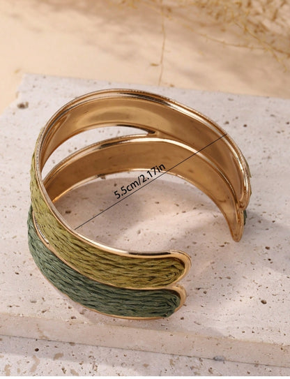 Shein Dual-Tone Open Bangle Bracelet