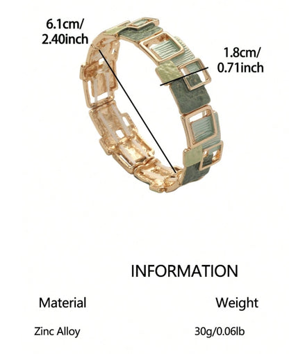 Shein Green Geometric Patchwork Bracelet