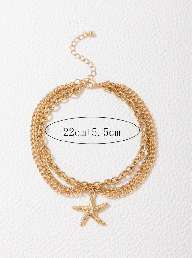 1pc Adjustable Starfish Anklet (Chain Length Can Be Customized)