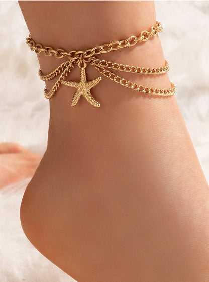 1pc Adjustable Starfish Anklet (Chain Length Can Be Customized)