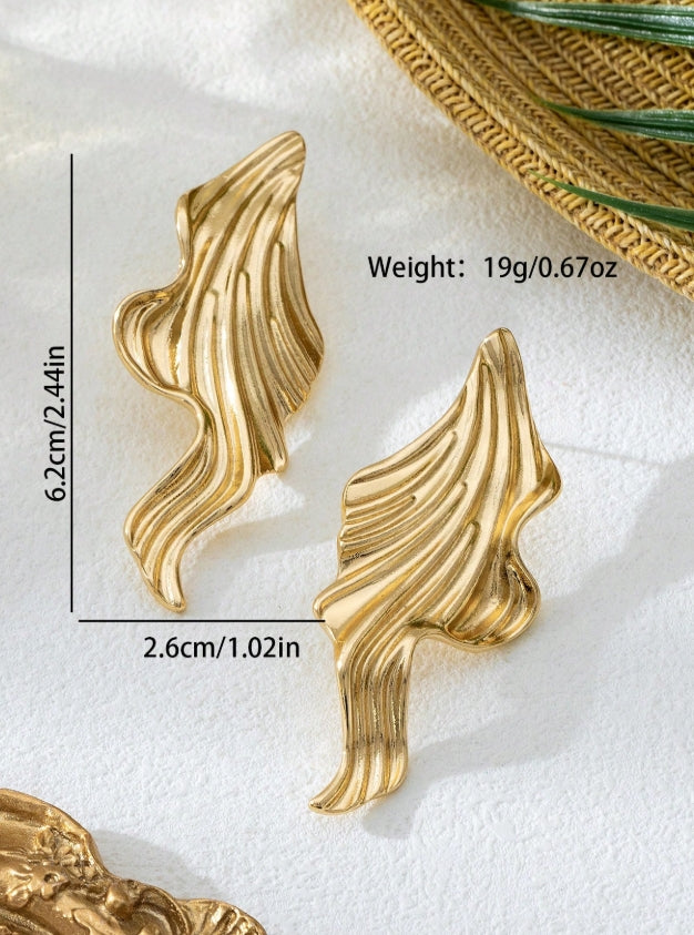 2pcs Fashionable Minimalist Asymmetrical Stud Earrings, Versatile Accessory