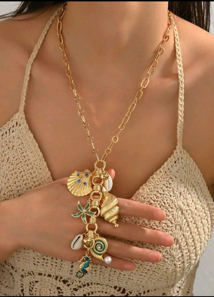 SHEIN  1PC WOMEN BOHEMAIAN BEACH RESORT OCEAN STARFISH SHELL SEAHORSE