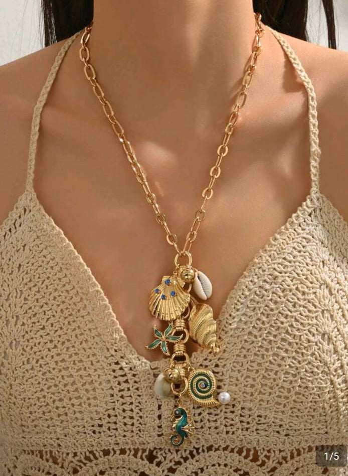 SHEIN  1PC WOMEN BOHEMAIAN BEACH RESORT OCEAN STARFISH SHELL SEAHORSE