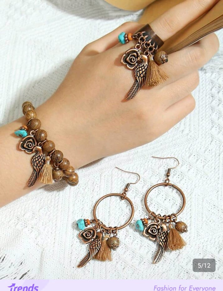 Shein Bohemian Vintage Jewelry Set (4pcs)