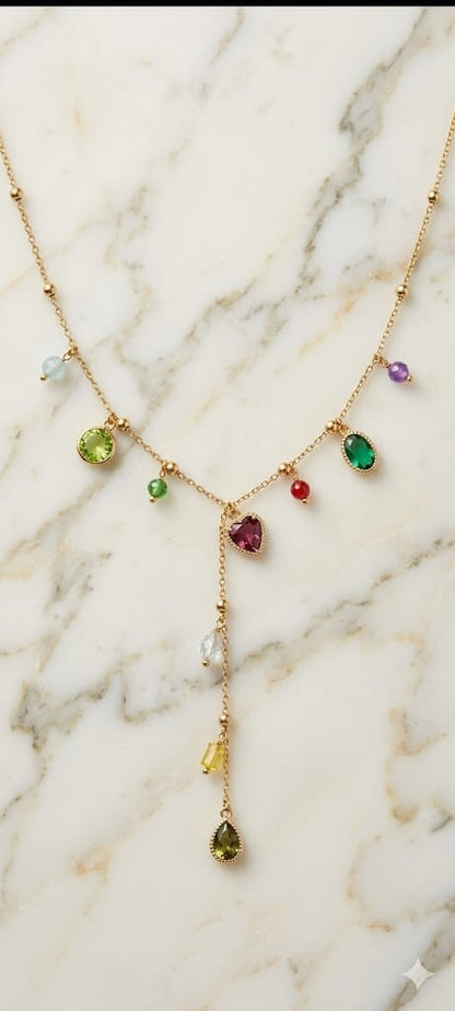 SHEIN 1PC ELEGANT FASHION DOPAMINE  HEART COLORFUL TEARDROP PENDANT Y-NECKLACE