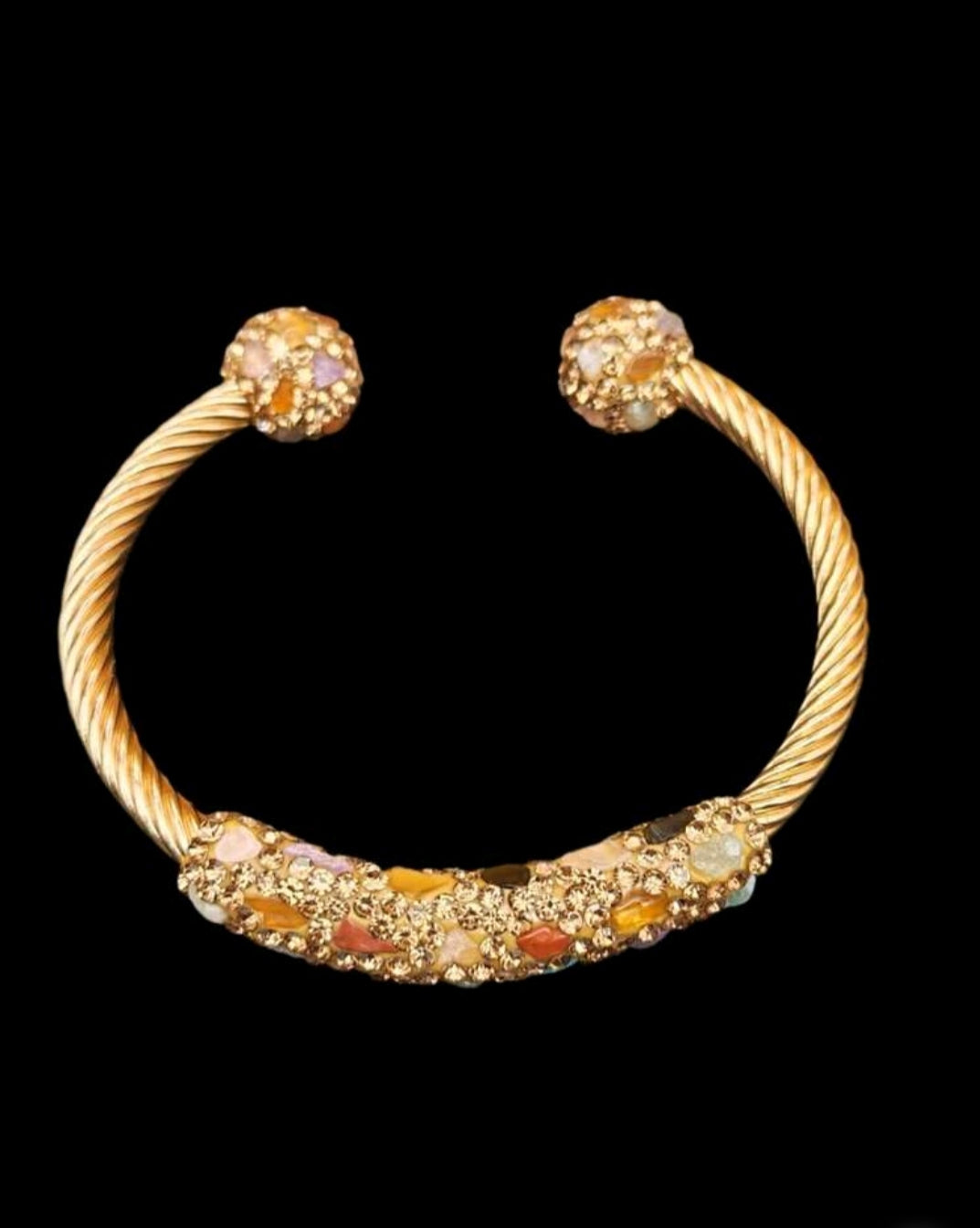 Shein Gold Beryl Stone Braided Bracelet