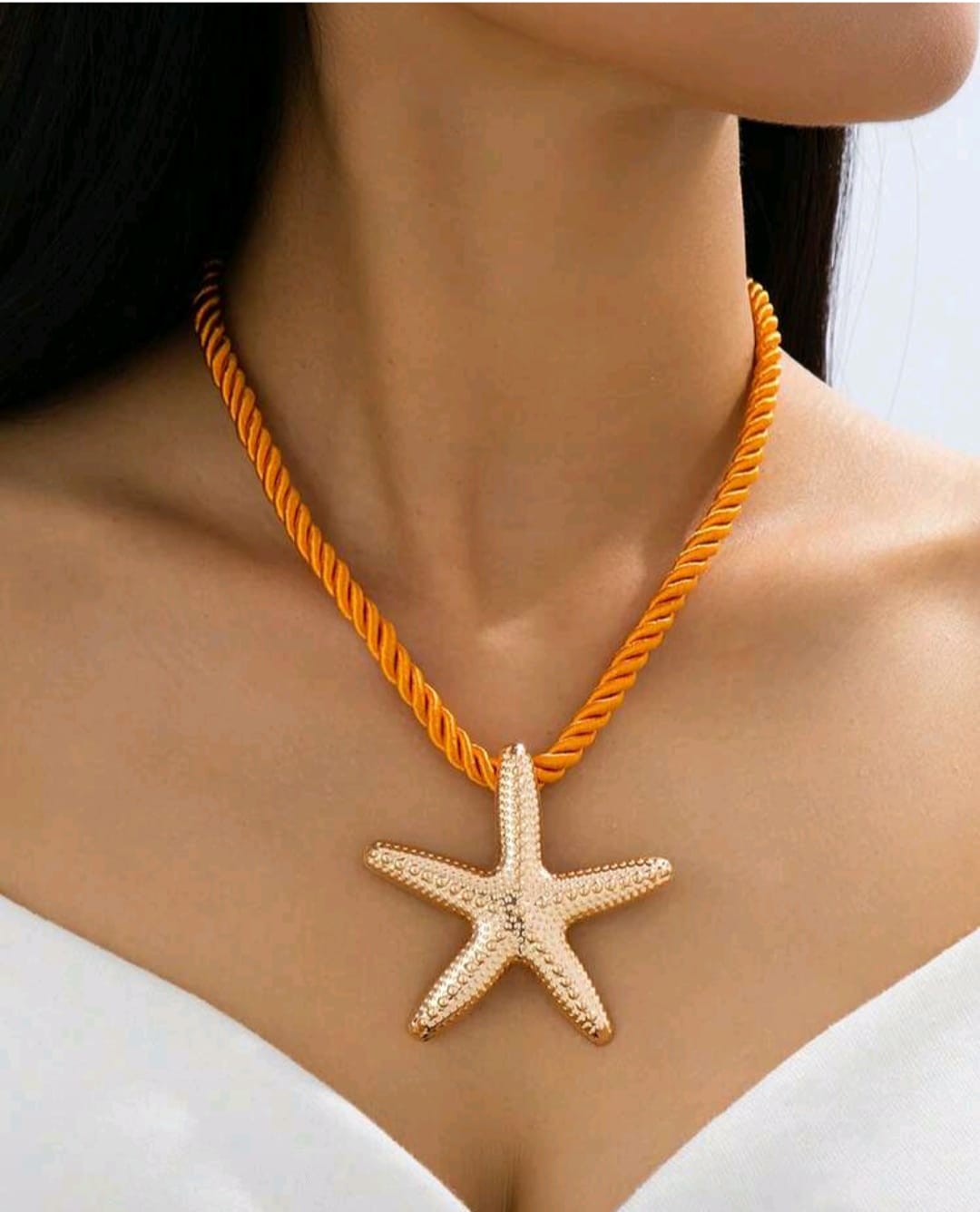 Shein Orange Rope Starfish Choker