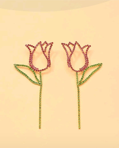 1 Pair Silver Hollow Rose Flower Earrings,