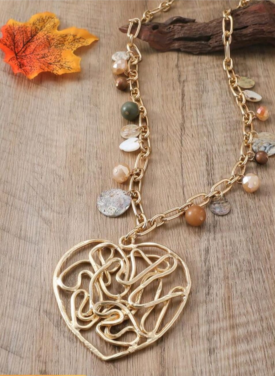 One Fashionable Casual Beaded Heart Shaped Alloy Necklace
