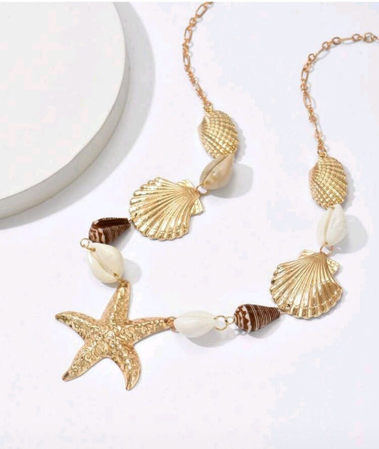 1pc New Creative Bib Necklace, Ocean Style