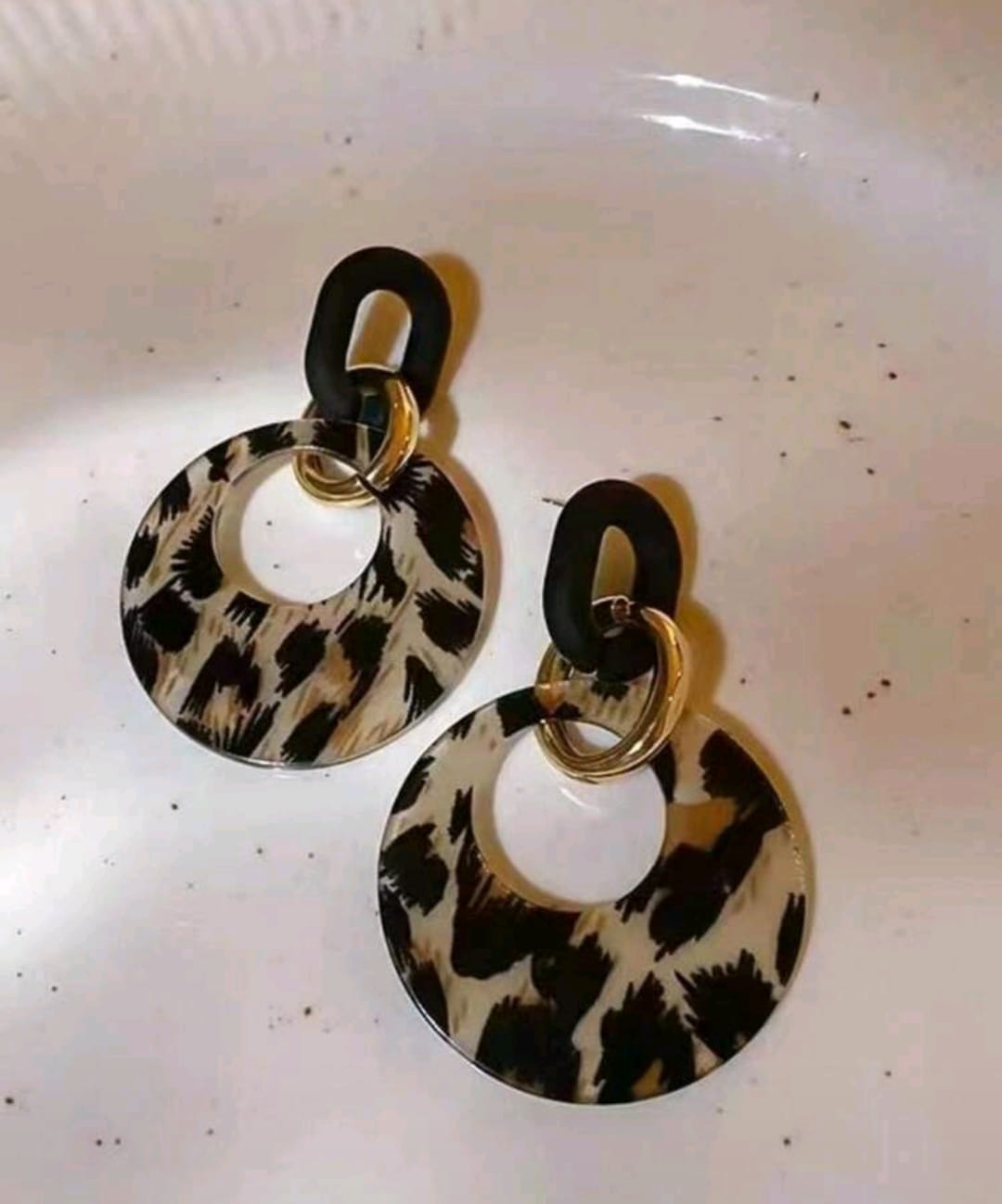 Leopard Print Geometric Hoop Earrings