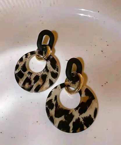 Leopard Print Geometric Hoop Earrings