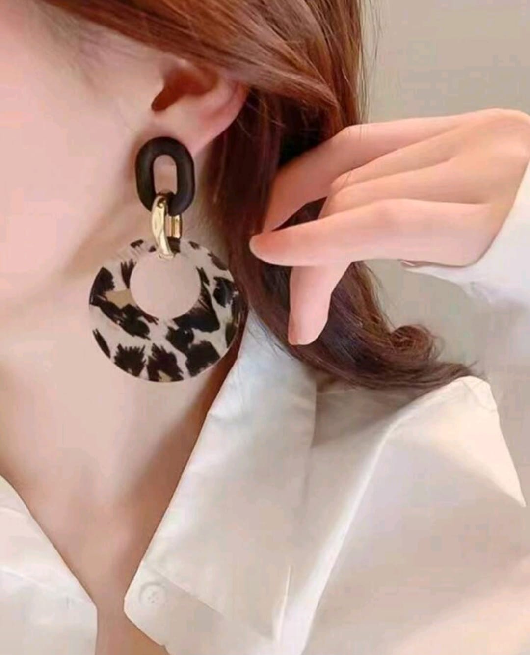 Leopard Print Geometric Hoop Earrings