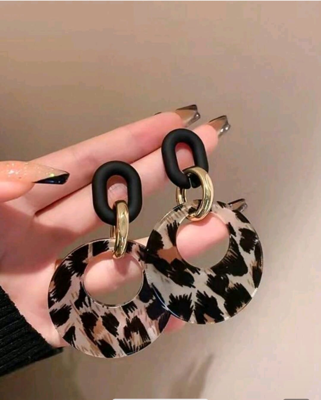 Leopard Print Geometric Hoop Earrings