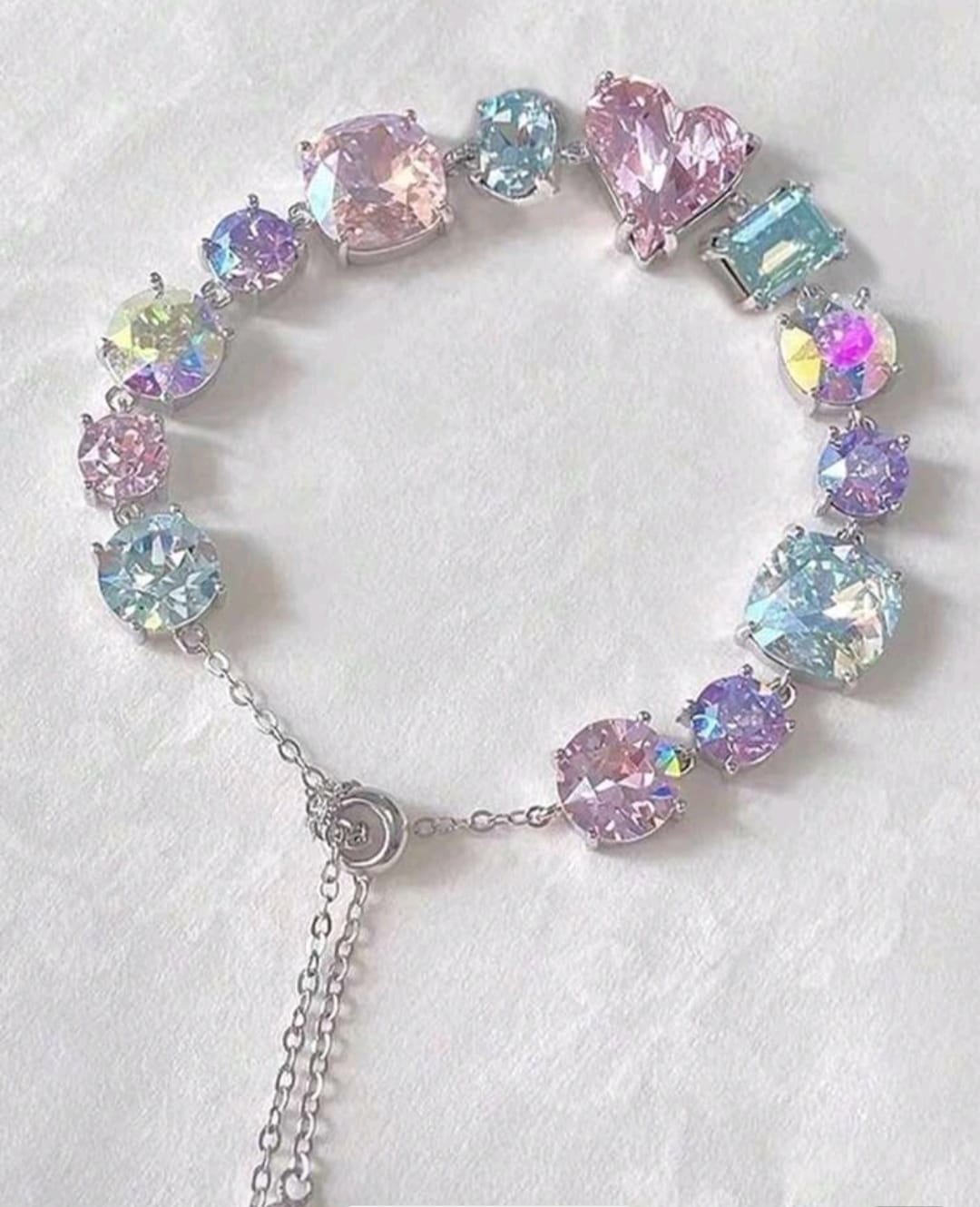 1pc Heart & Geometric Colorful Zirconia Stone Women Bracelet
