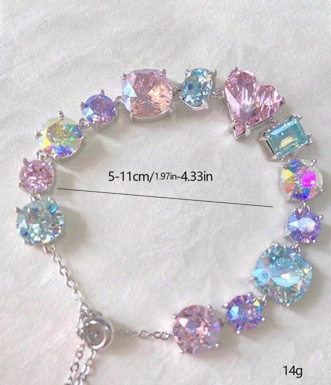 1pc Heart & Geometric Colorful Zirconia Stone Women Bracelet