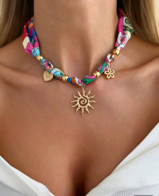 1pc Bohemian Vacation Style Multi-Element Geometric Pendant Necklace
