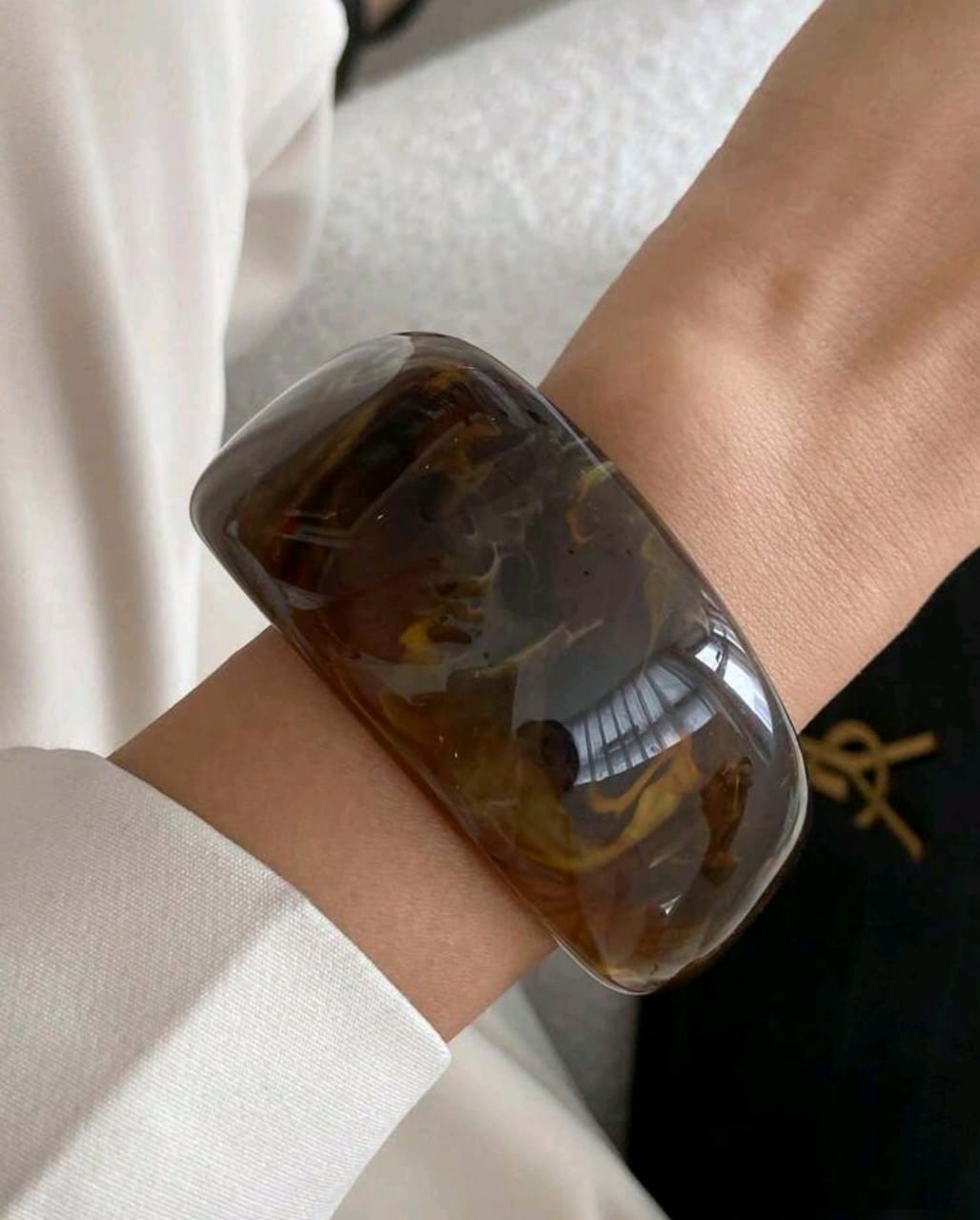 3pcs/Set Arch-Shaped Resin Bracelets, Luxury Fashion, Street Style