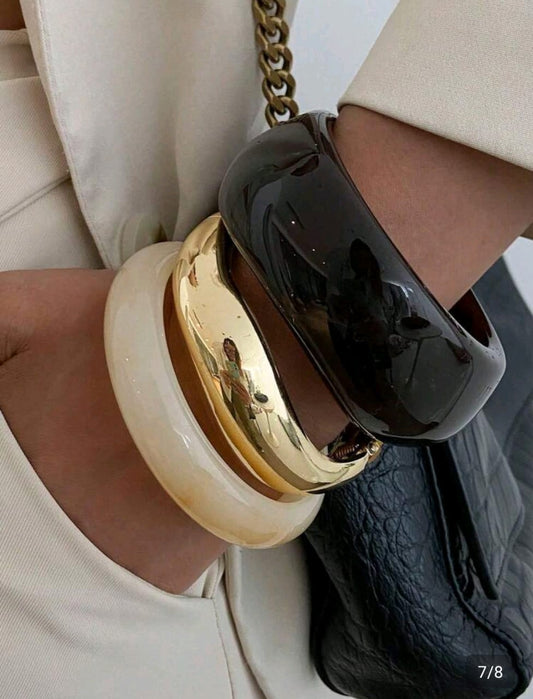 3pcs/Set Arch-Shaped Resin Bracelets, Luxury Fashion, Street Style