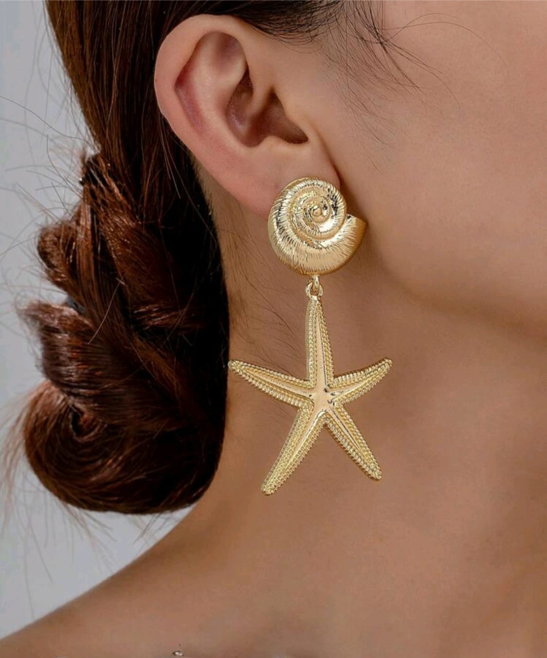 1 Pair Fashionable Versatile Retro Starfish & Shell Dangle Earrings
