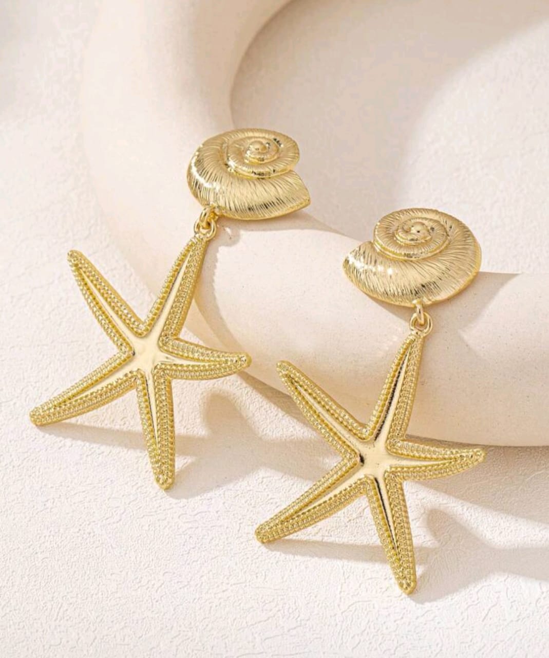 1 Pair Fashionable Versatile Retro Starfish & Shell Dangle Earrings