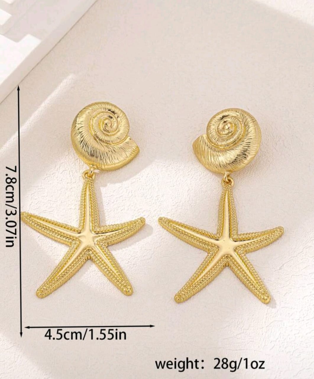 1 Pair Fashionable Versatile Retro Starfish & Shell Dangle Earrings