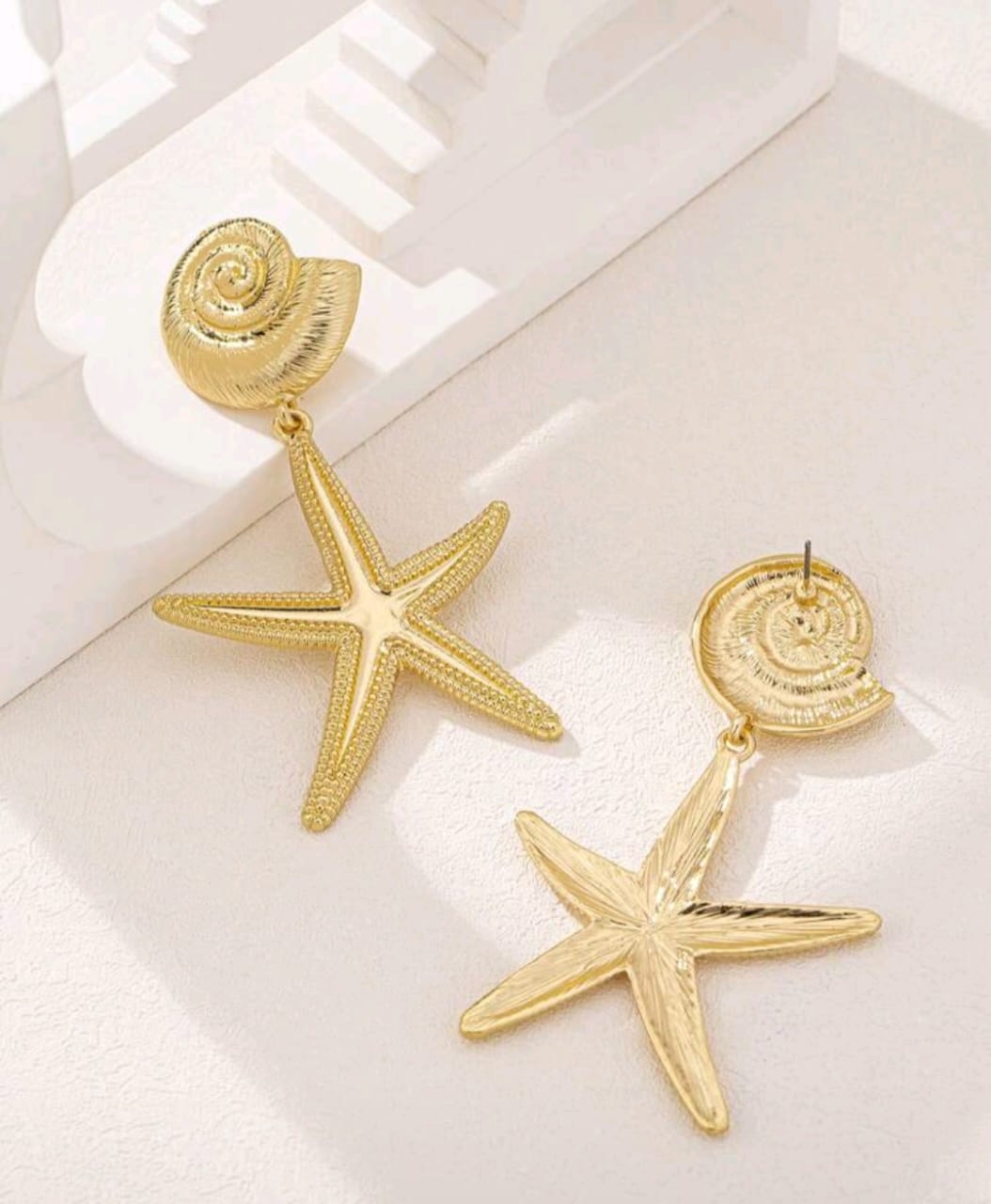 1 Pair Fashionable Versatile Retro Starfish & Shell Dangle Earrings
