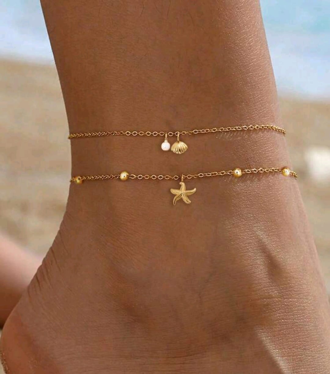 GOLD ANKLE BRACELET FOR WOMAN ANKLETS DAINY BEACH