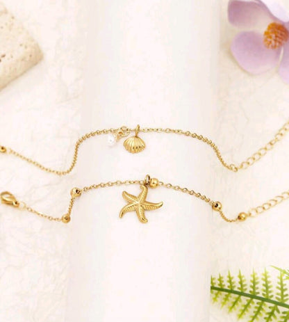 GOLD ANKLE BRACELET FOR WOMAN ANKLETS DAINY BEACH