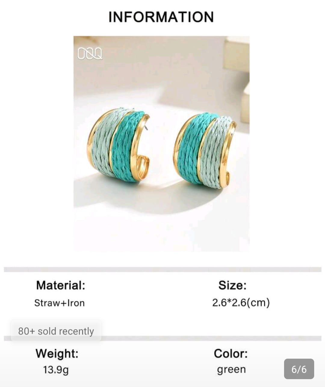 1 Pair Elegant Minimalist Patchwork C-Shape Handmade Raffia Earrings,