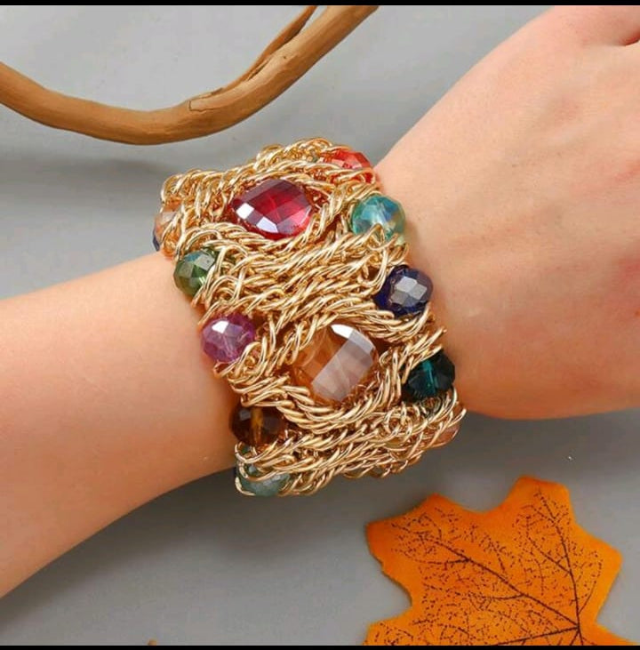 1pc Luxury Premium Stretchy Bracelet, Versatile Bohemian Style Suitable For Women, Weddings, Parties, Beaches, Gatherings, Holidays