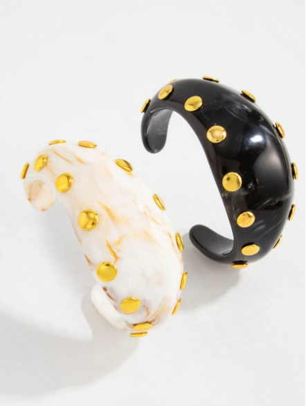 2pcs/Set Bohemian Style Geometric Exaggerated Curved Smooth  Bracelet