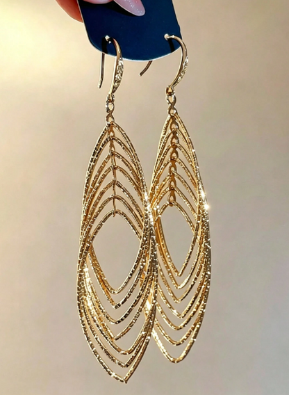 1 Pair Super Shiny Oval Line Earrings, Exaggerated Design, Minimalist Style, Delicate Luxury Earrings
